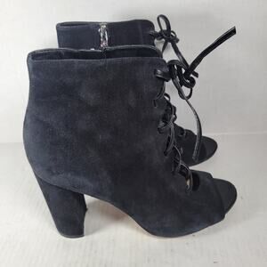 Sam Edelman Women’s YVIE Black Suede Lace Up Whimsygoth 4" Heel Booties Size 9.5